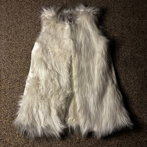 Y2K Gabriella Rocha White Faux Fur Vest with Pleather Sides Size S